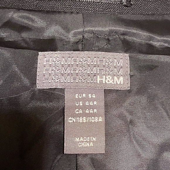 H&M Black Linen Notched Collar Blazer 44R - Picture 10 of 12